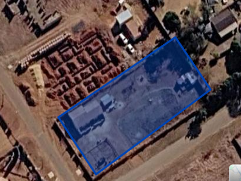 Aerial view of the property plot showing the boundary layout and surrounding site context.
