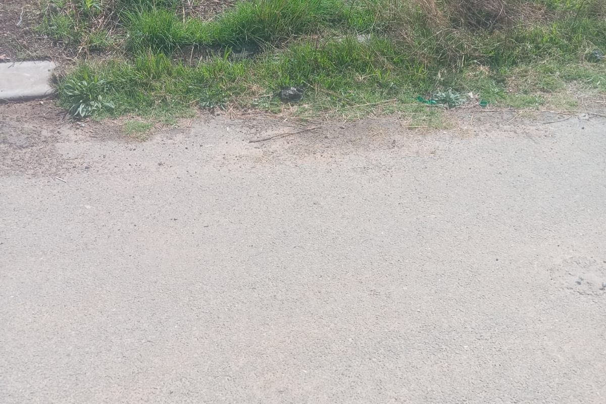 A view of the street frontage adjacent to the vacant residential land plot.