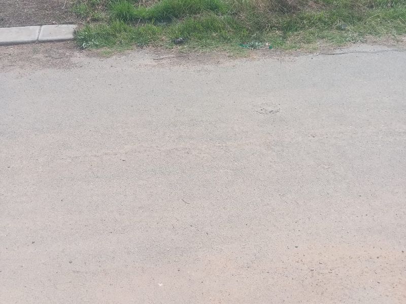 A view of the street frontage and boundary wall of the vacant residential plot.