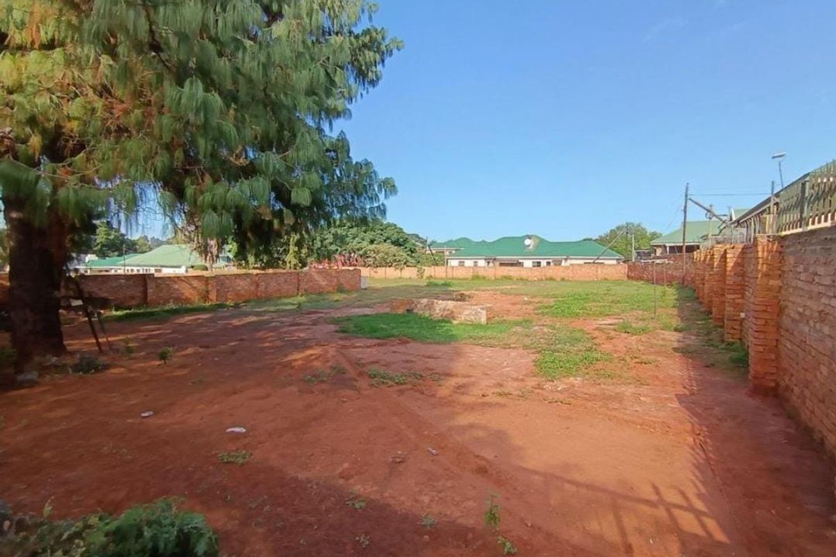 A vacant residential plot featuring a mature tree and enclosed by brick boundary walls, offering a clear space for future development.