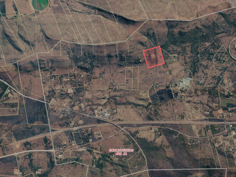 An aerial satellite view showing the property location and surrounding landscape within the Schurveberg area.
