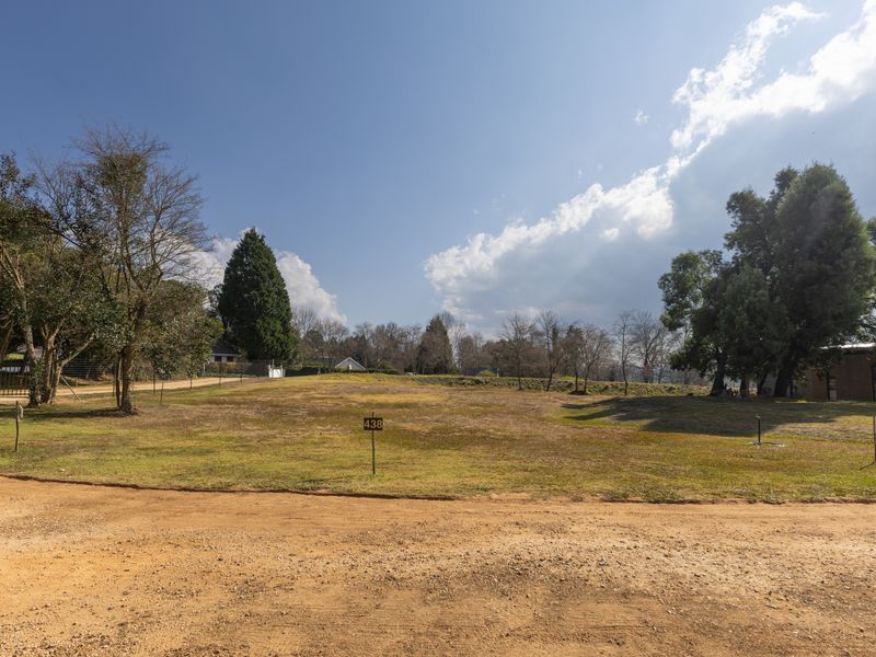 A vacant residential plot featuring open grassland, mature trees, and direct access from a dirt road, ready for development.