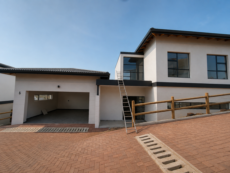 Modern double-storey residential property featuring a paved driveway, integrated double garage, and contemporary architectural finishes.