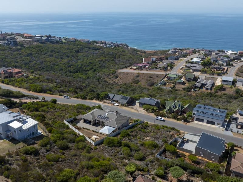 An aerial view of a residential coastal neighborhood featuring established homes, natural vegetation, and proximity to the ocean.