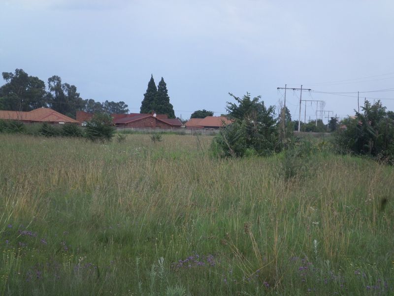 A view of a vacant residential plot featuring overgrown grass and surrounding neighborhood infrastructure.