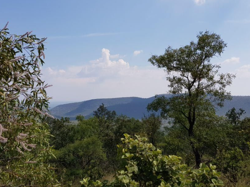 A scenic view of the surrounding mountainous landscape and natural vegetation from the vacant residential property.
