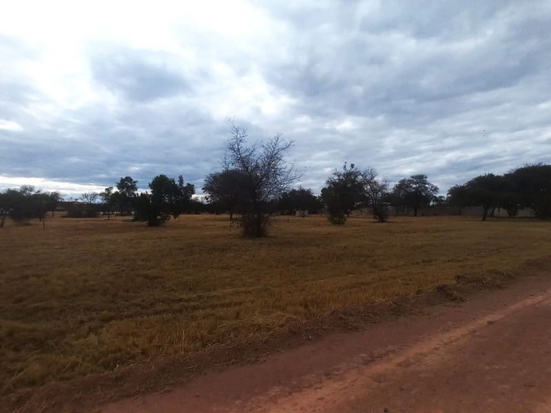 A view of a vacant residential plot featuring a dirt road access and an existing street lamp.