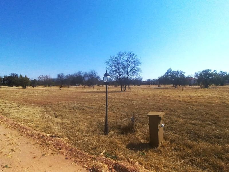 A view of a vacant residential plot featuring dry grass, a street lamp, and a utility pedestal.