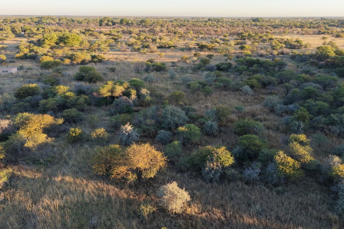 An aerial view of the expansive small holding property, showcasing the natural landscape and indigenous vegetation across the terrain.