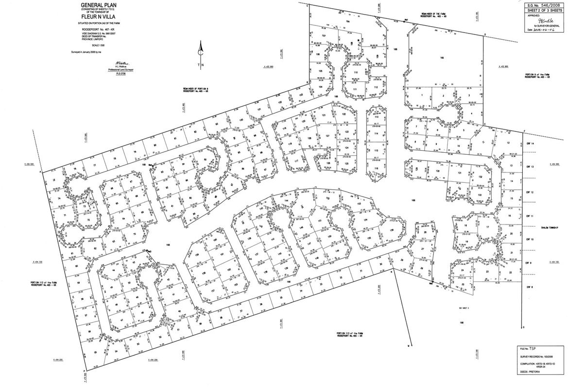 A detailed general survey plan showing the layout and subdivision of the Fleur n Villa residential township development.