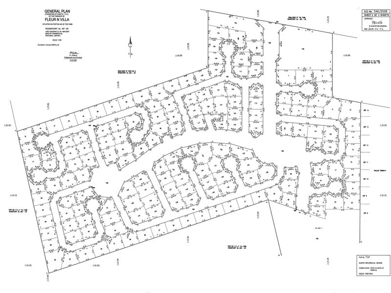 A detailed general survey plan showing the layout and subdivision of the Fleur n Villa residential township development.