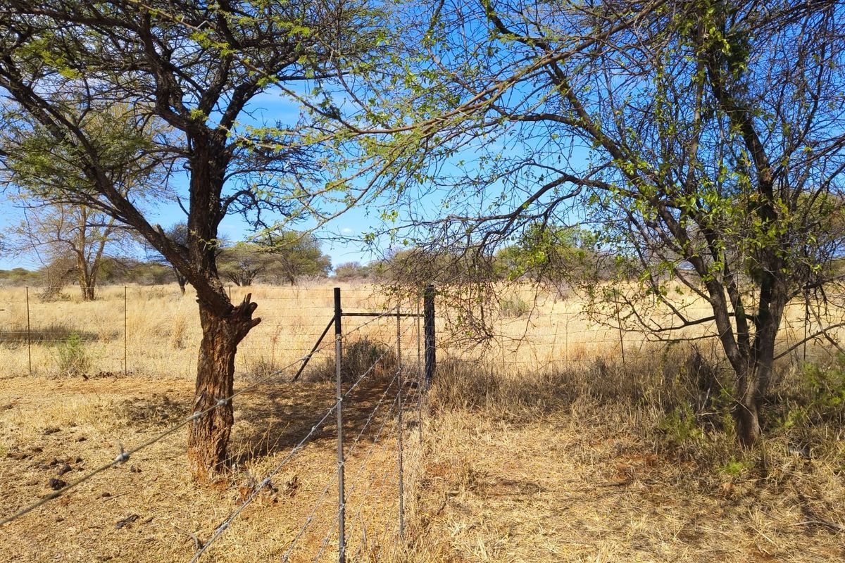 A view of the vacant residential land featuring established trees and perimeter wire fencing.