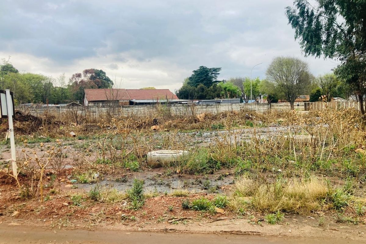 A vacant residential plot featuring overgrown vegetation, a concrete boundary wall, and a visible manhole cover, offering a blank canvas for future development.