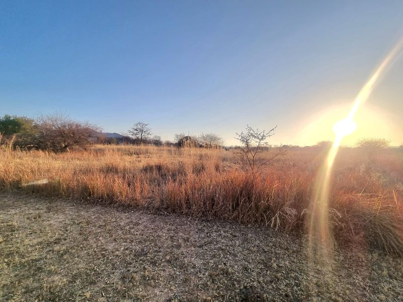 A view of a vacant commercial land plot featuring natural grass and vegetation under a clear sky.