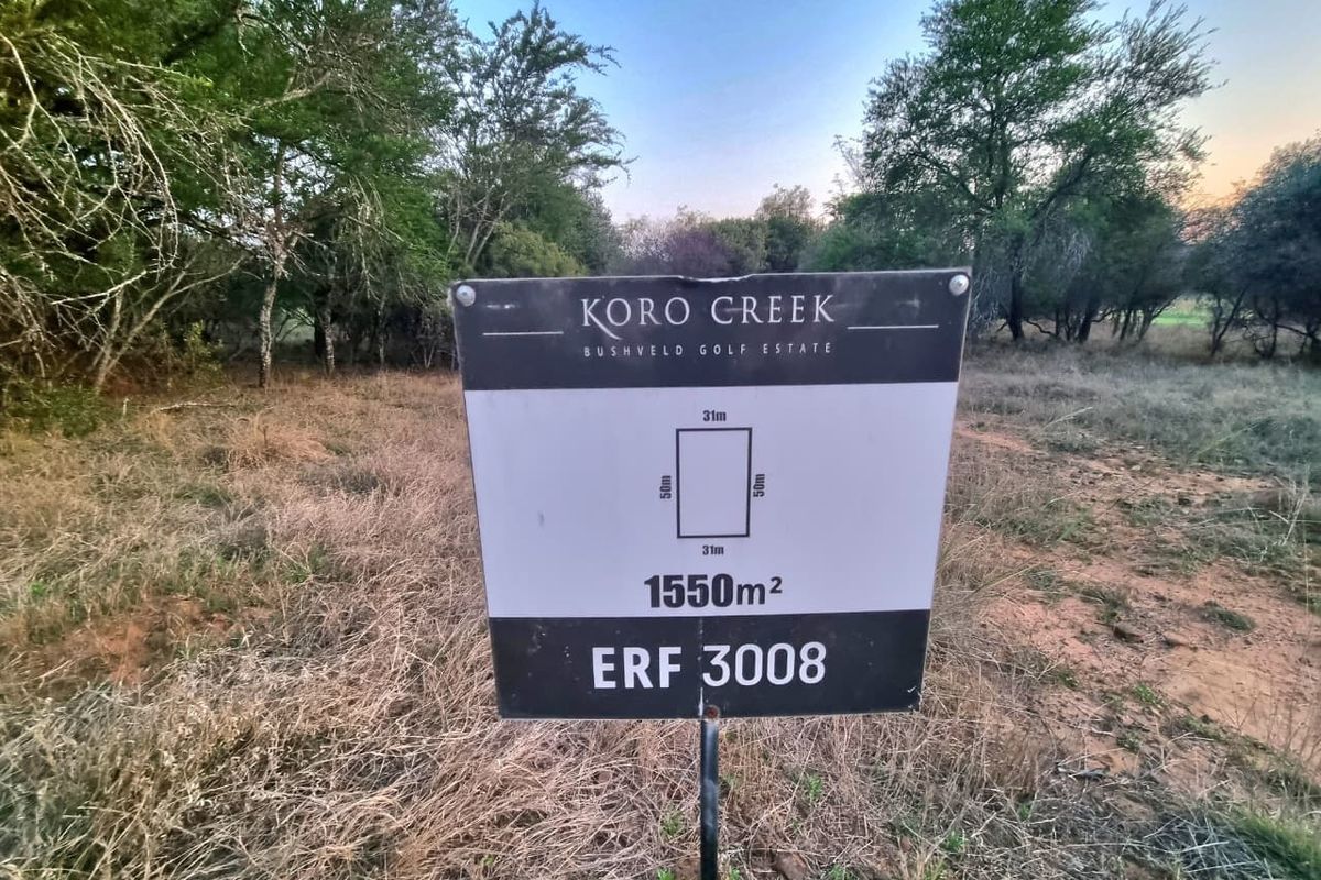 A vacant residential stand measuring 1550 square meters located within the Koro Creek Bushveld Golf Estate.