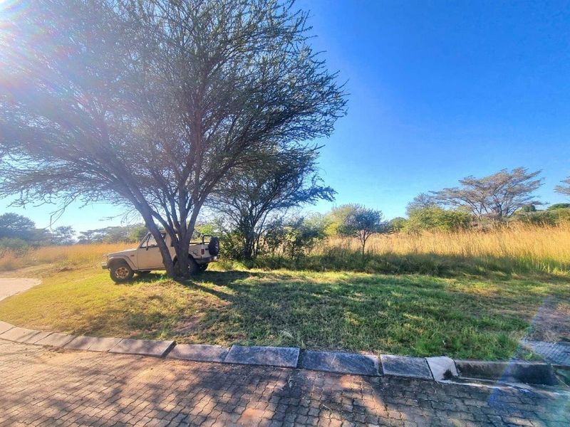 A vacant residential plot featuring established trees and natural grass, accessible from a paved street.