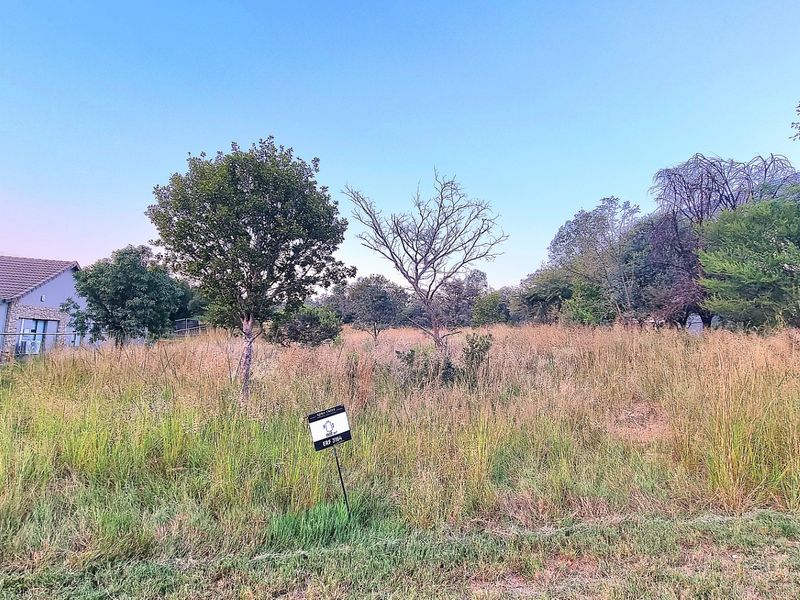 A view of a vacant residential plot featuring natural vegetation and mature trees, ready for development.