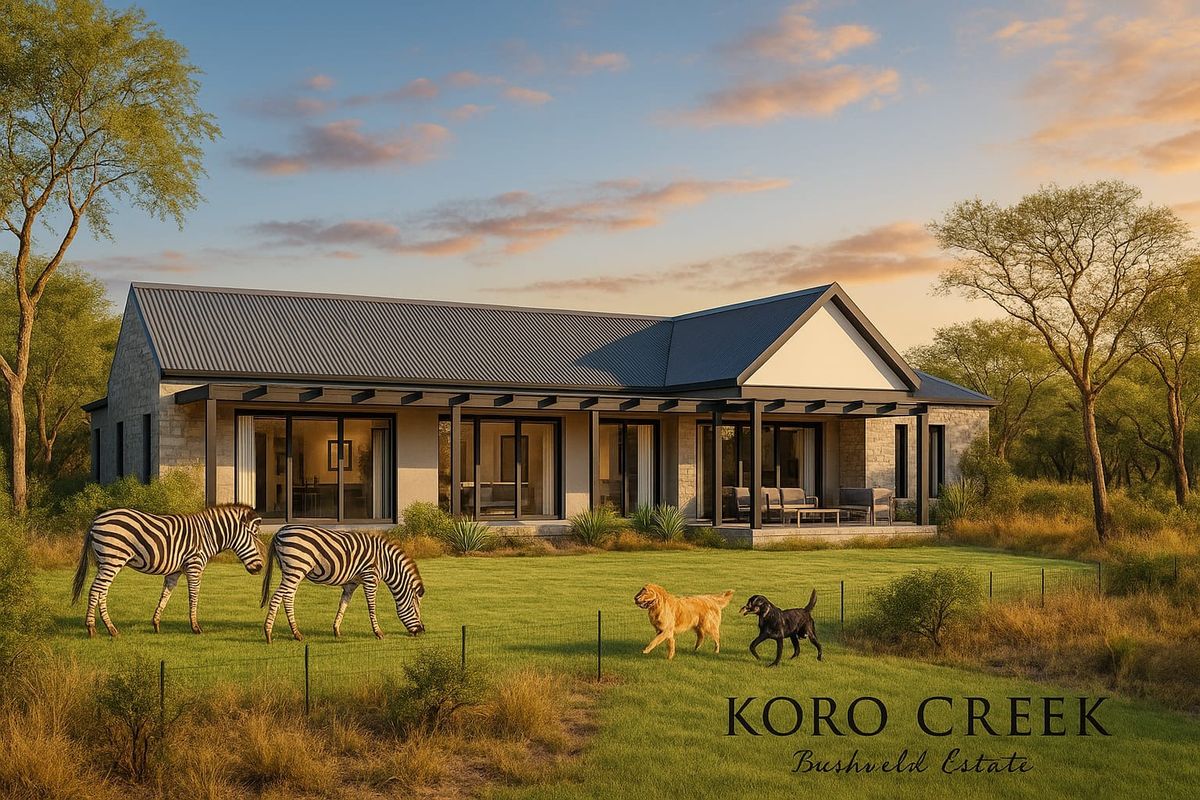A modern residential property featuring stone cladding, a corrugated metal roof, and a spacious covered patio overlooking a landscaped garden.