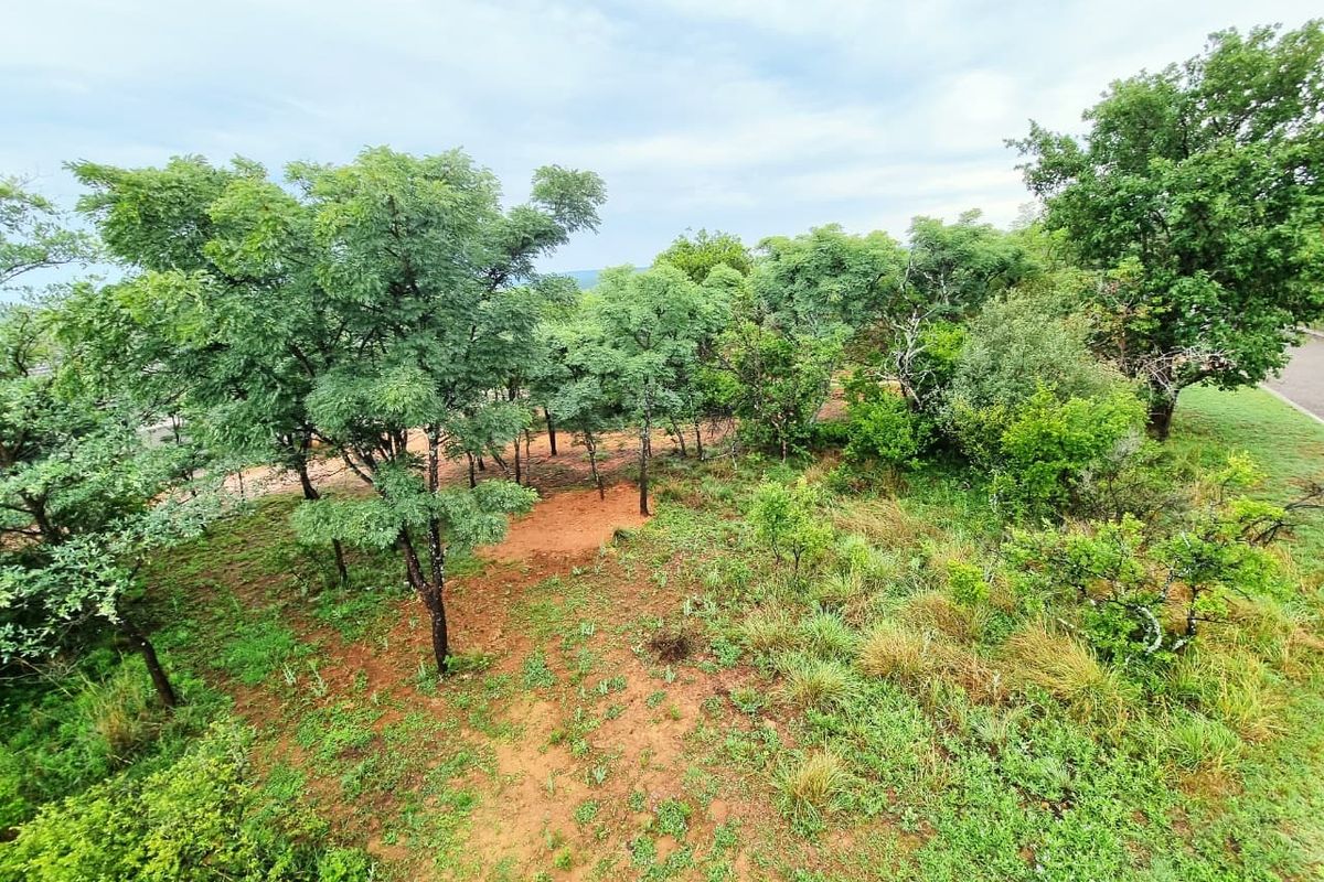 An aerial view of a vacant residential plot featuring natural vegetation, native trees, and unimproved soil.