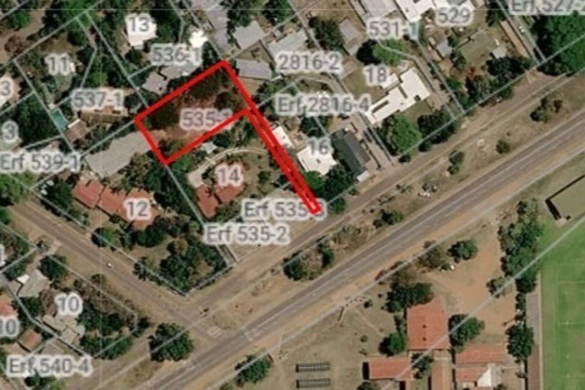 An aerial satellite view showing the property boundaries and erf layout for the residential land plot.