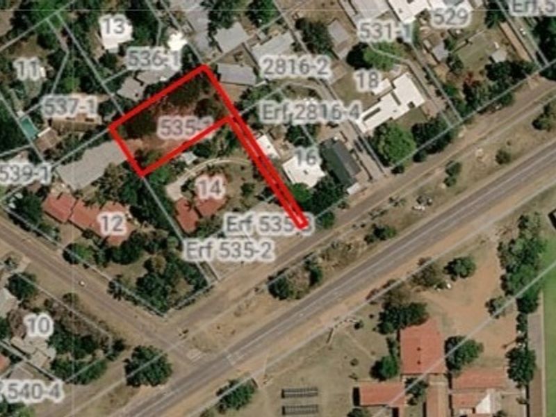 An aerial satellite view showing the property boundaries and erf layout for the residential land plot.