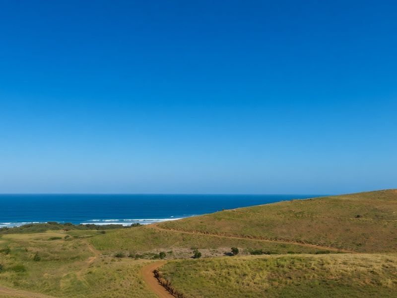 A scenic elevated view of the coastal landscape and ocean, showcasing the natural terrain of the vacant residential land.