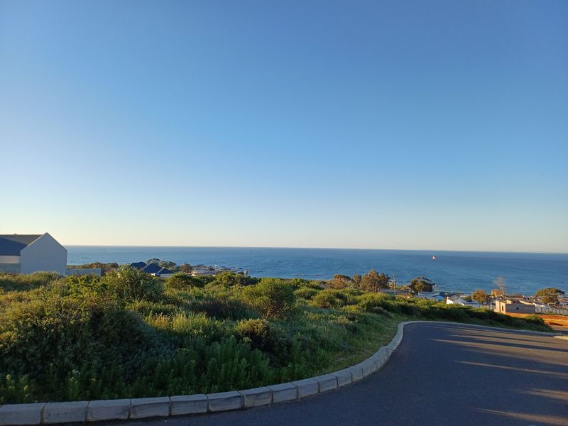 A scenic elevated view overlooking the coastline and ocean, featuring a paved road and natural coastal vegetation in the foreground.