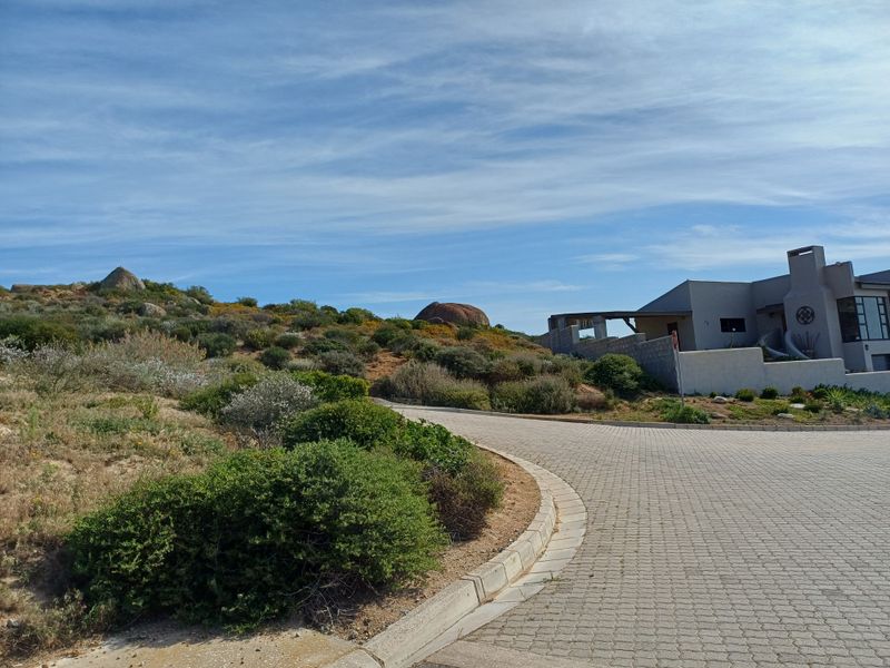 A view of a paved driveway leading towards a residential property set within a natural, landscaped hillside environment.