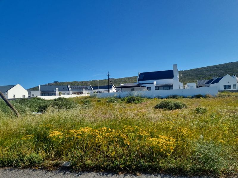 A vacant residential plot featuring natural coastal vegetation with established modern homes in the background.