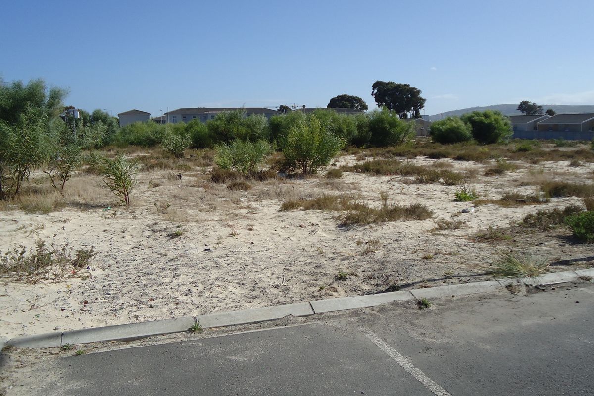 A vacant residential plot of land featuring sandy terrain, native shrubs, and direct access to an adjacent asphalt road.