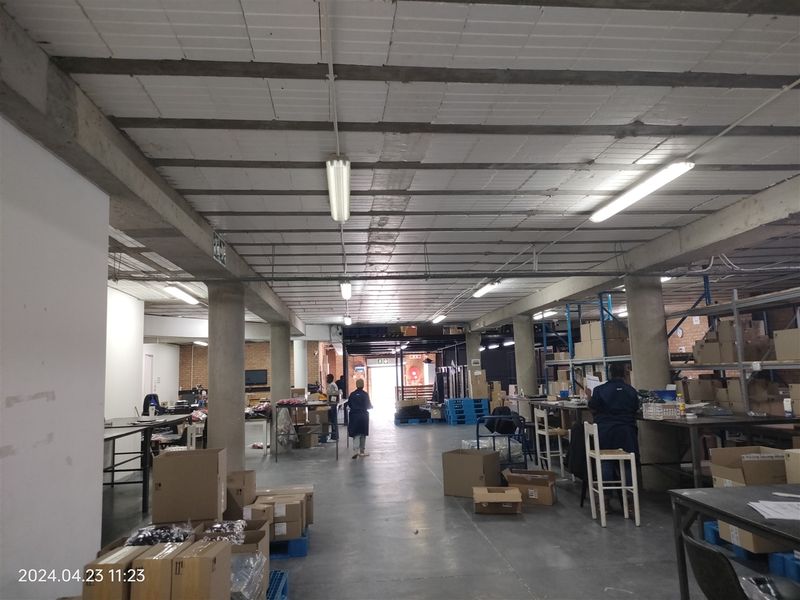 Spacious industrial utility area featuring exposed concrete ceilings, support columns, and functional strip lighting, suitable for warehouse or manufacturing operations.