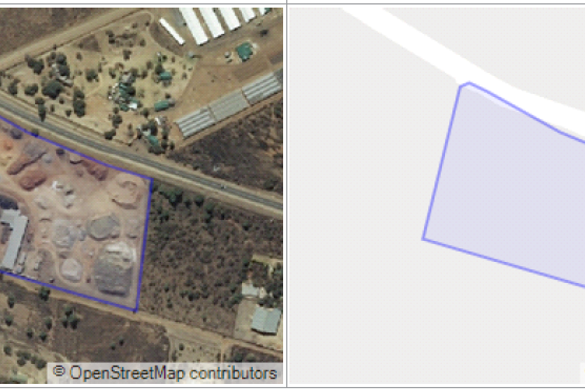Aerial view of the industrial property site showing the plot boundaries and access from Old Bronkhorstspruit Road.