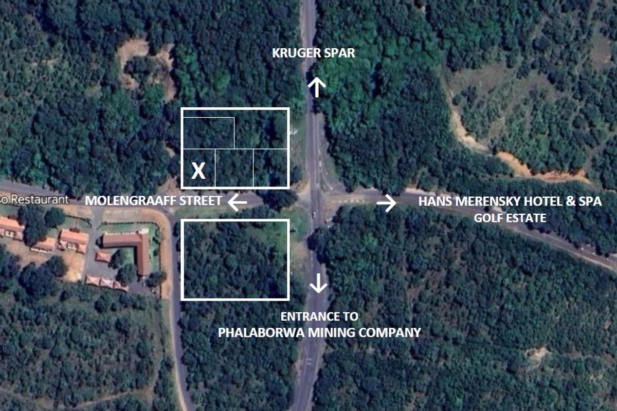 Aerial view of vacant commercial land parcels located near Molengraaff Street, providing strategic access to local amenities and major industrial routes.