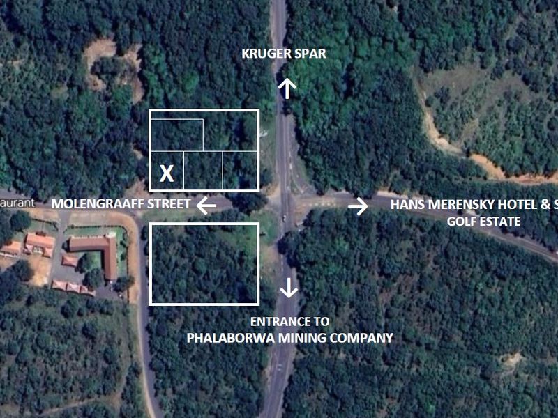 Aerial view of vacant commercial land parcels located near Molengraaff Street, providing strategic access to local amenities and major industrial routes.