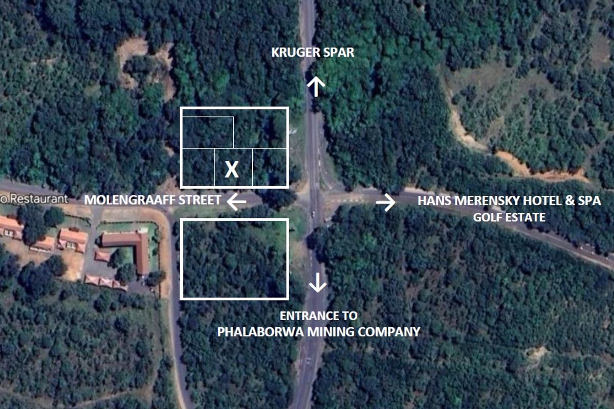 Aerial view of vacant commercial land parcels located near Molengraaff Street, providing strategic access to local amenities and major industrial routes.