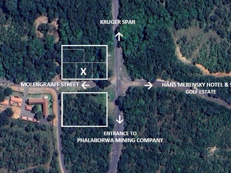 Aerial view of vacant commercial land parcels located near Molengraaff Street, providing strategic access to local amenities and major industrial routes.
