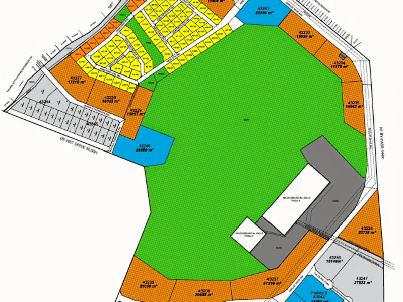 A detailed site development plan showing the layout and subdivision of the commercial vacant land property.