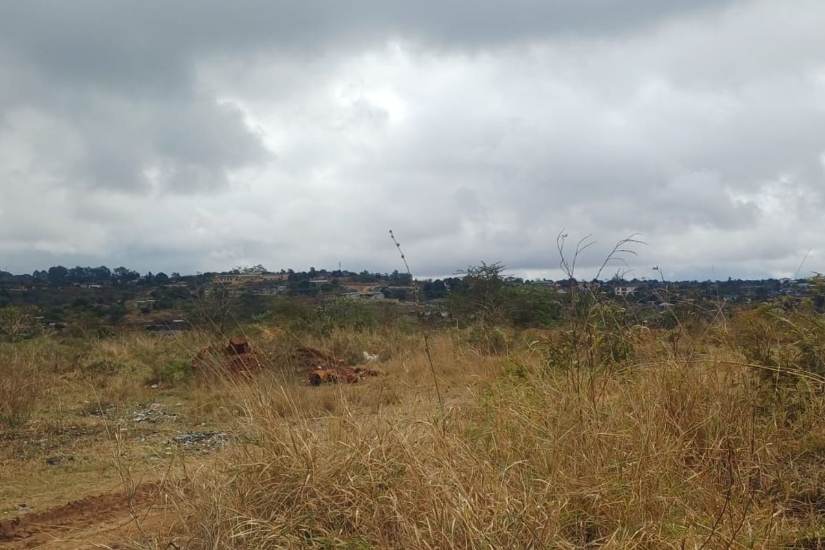 An elevated view of the vacant commercial land, showcasing the natural landscape and surrounding neighborhood terrain.