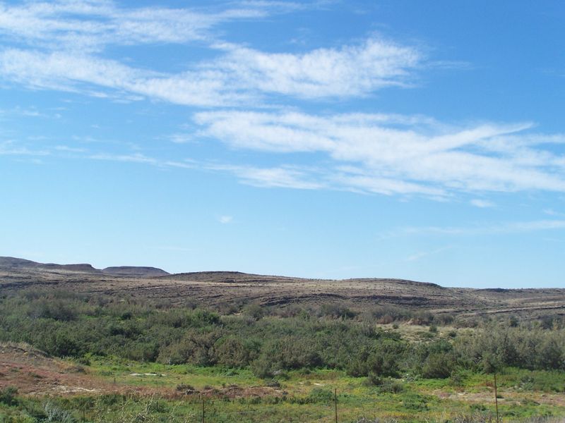 A scenic landscape view showcasing the natural terrain, rolling hills, and native vegetation characteristic of the farm property.