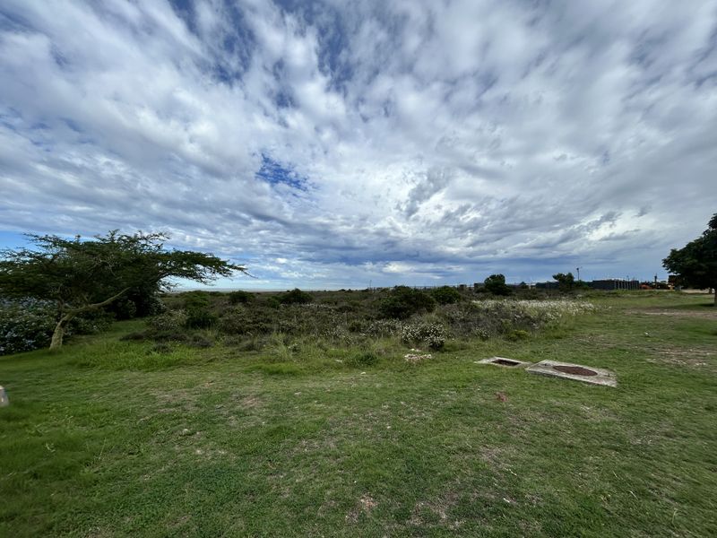 A wide-angle view of a vacant commercial land plot featuring natural vegetation and visible utility access points.