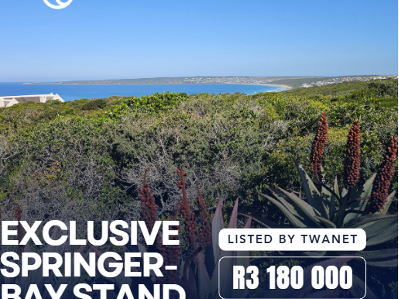 A scenic view of the coastal landscape and ocean from the vacant residential stand in Springerbaai, Western Cape.