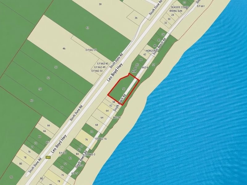 A digital map showing the location and boundaries of the vacant commercial land plot highlighted in red.