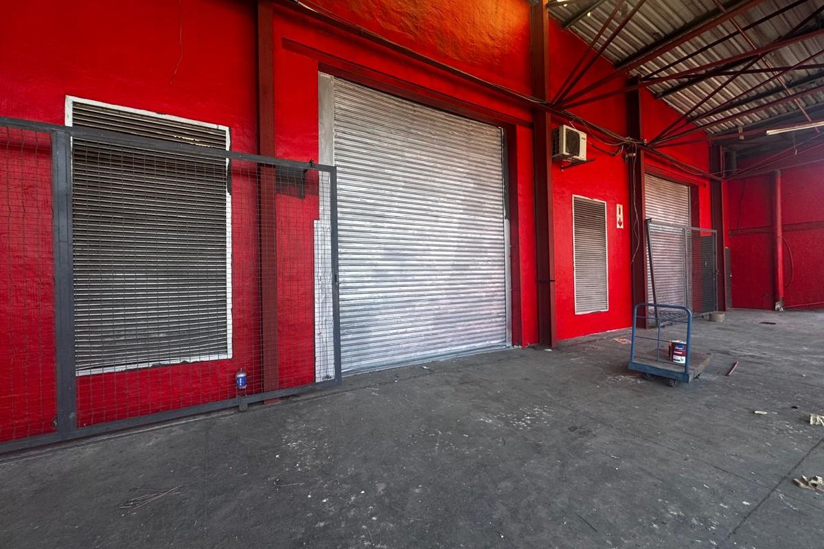 Industrial warehouse space featuring high ceilings, concrete flooring, and multiple roller shutter doors for efficient loading and access.