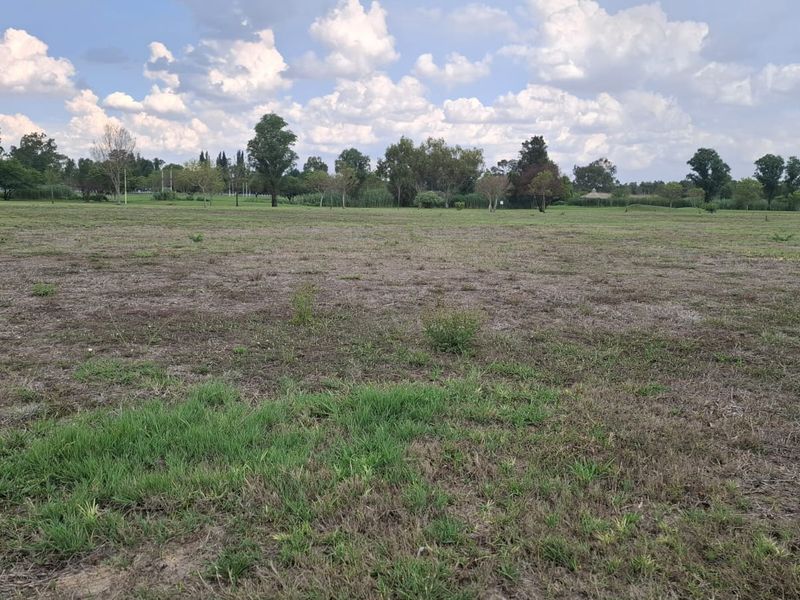 A wide, open residential vacant land plot featuring natural grass cover and mature trees in the background.