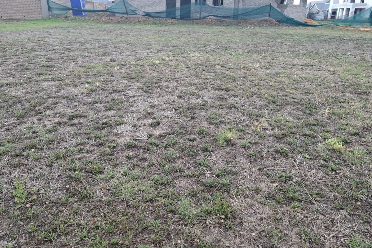 A view of a vacant residential plot featuring sparse grass cover and level ground, ready for future development.