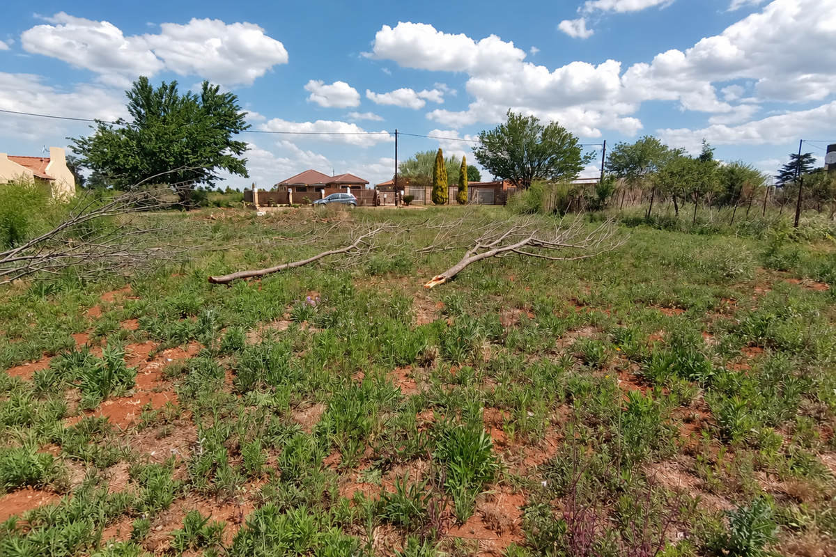A view of a vacant residential plot featuring natural vegetation, mature trees, and perimeter fencing, suitable for future development.