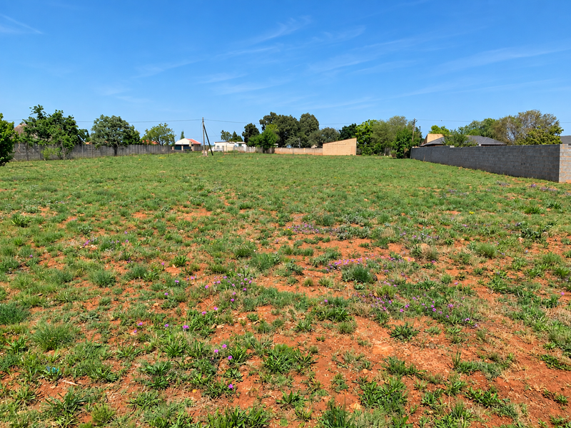 A vacant residential plot featuring natural ground cover and enclosed by perimeter boundary walls on multiple sides.