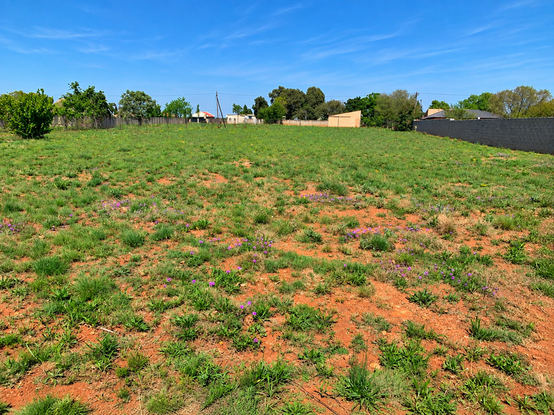 A spacious, level residential vacant land plot featuring natural grass cover and enclosed by perimeter masonry walls and fencing.