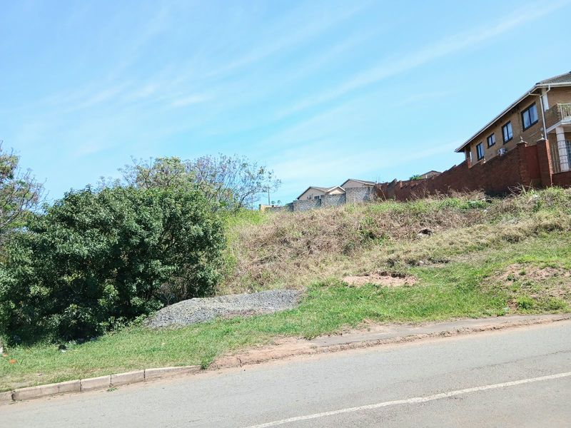 A view of a vacant residential plot featuring sloped terrain and natural vegetation, situated adjacent to a paved road.