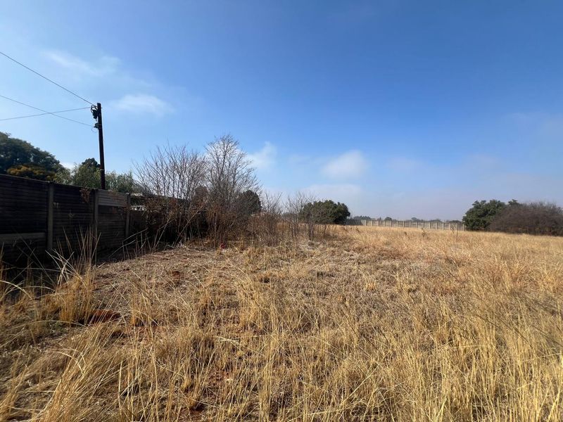 A view of a vacant residential plot featuring dry grass, natural vegetation, and a precast concrete boundary wall along the perimeter.